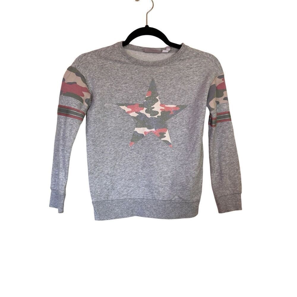 Girls Children’s Place Grey Sweatshirt with Camo Star Design Sz 7/8 M